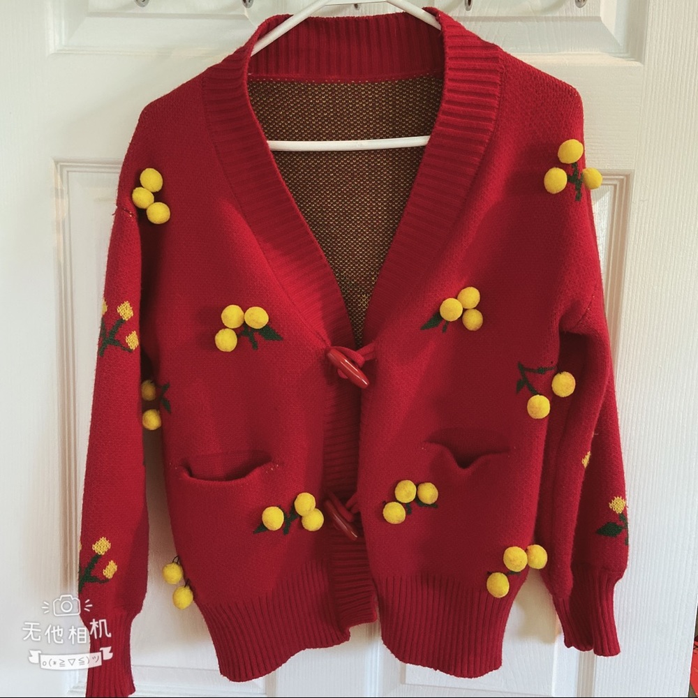 Red cherry 🍒 sweater cardigan